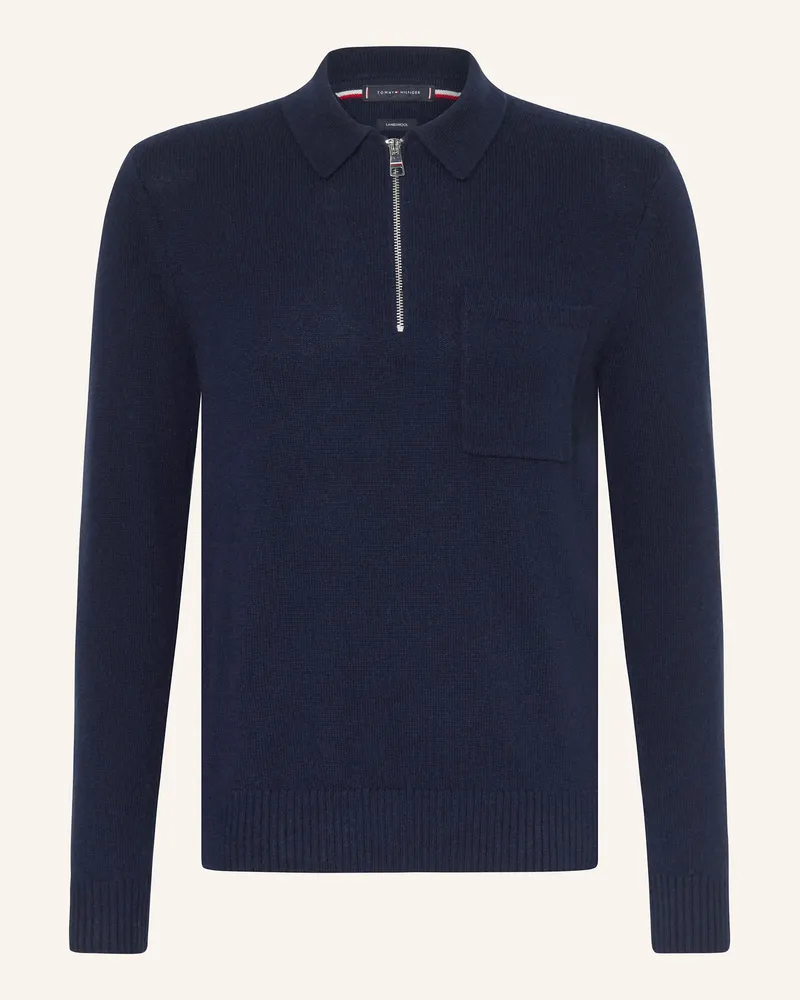 Tommy Hilfiger Strick-Poloshirt Dunkelblau
