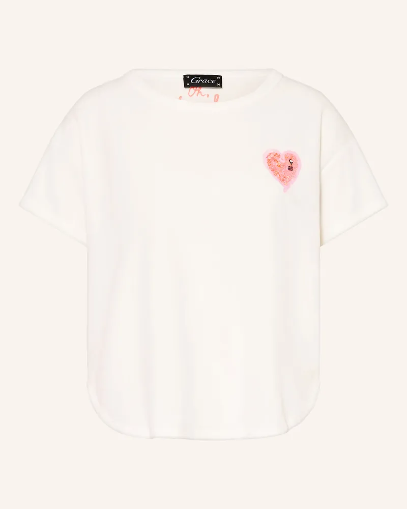 Grace Nickishirt mit Pailletten Weiss