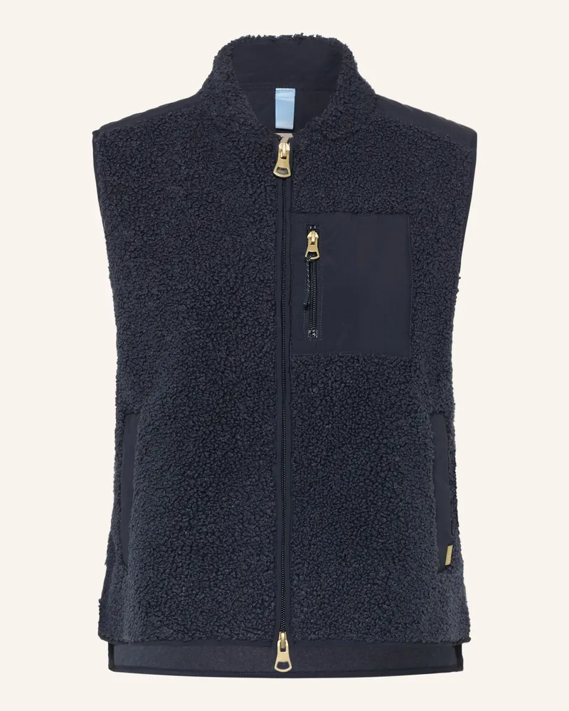 Mos Mosh Teddyfell-Weste Mmrowe Im Materialmix blau Dunkelblau