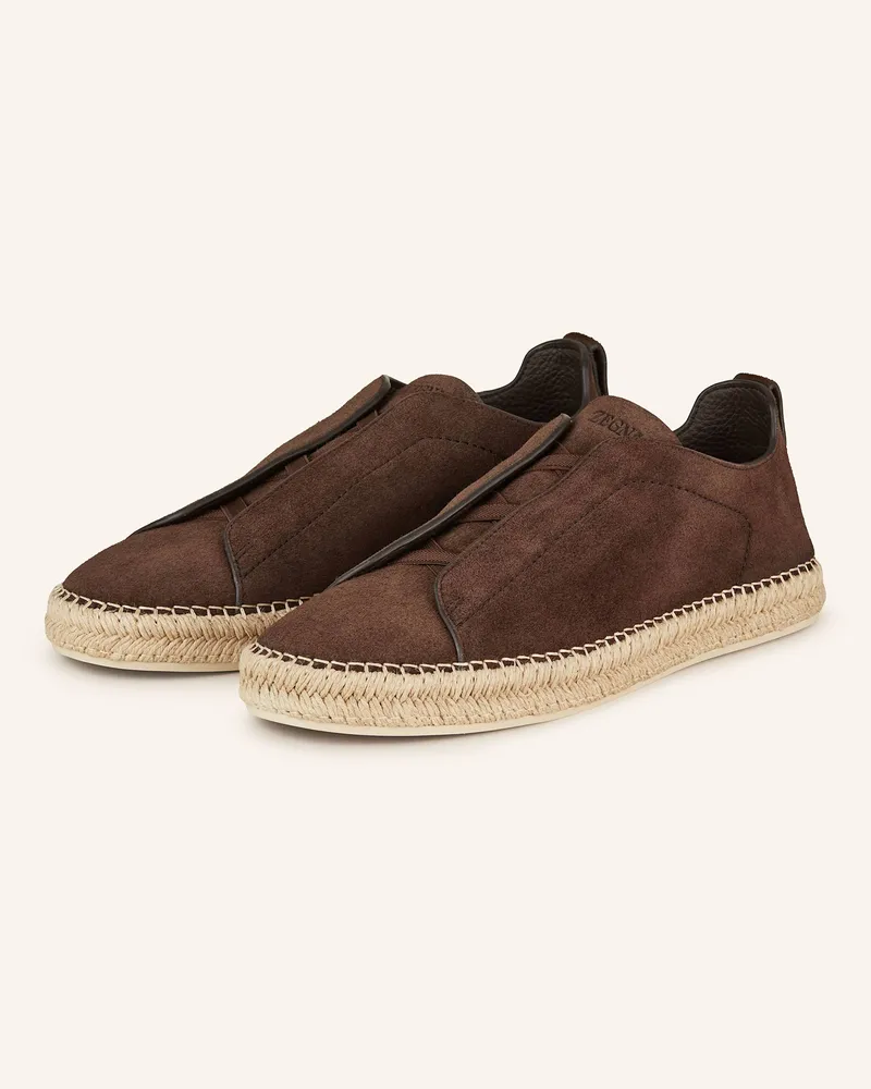 Ermenegildo Zegna Slip-on-Sneaker TRIPLE STITCH Dunkelbraun