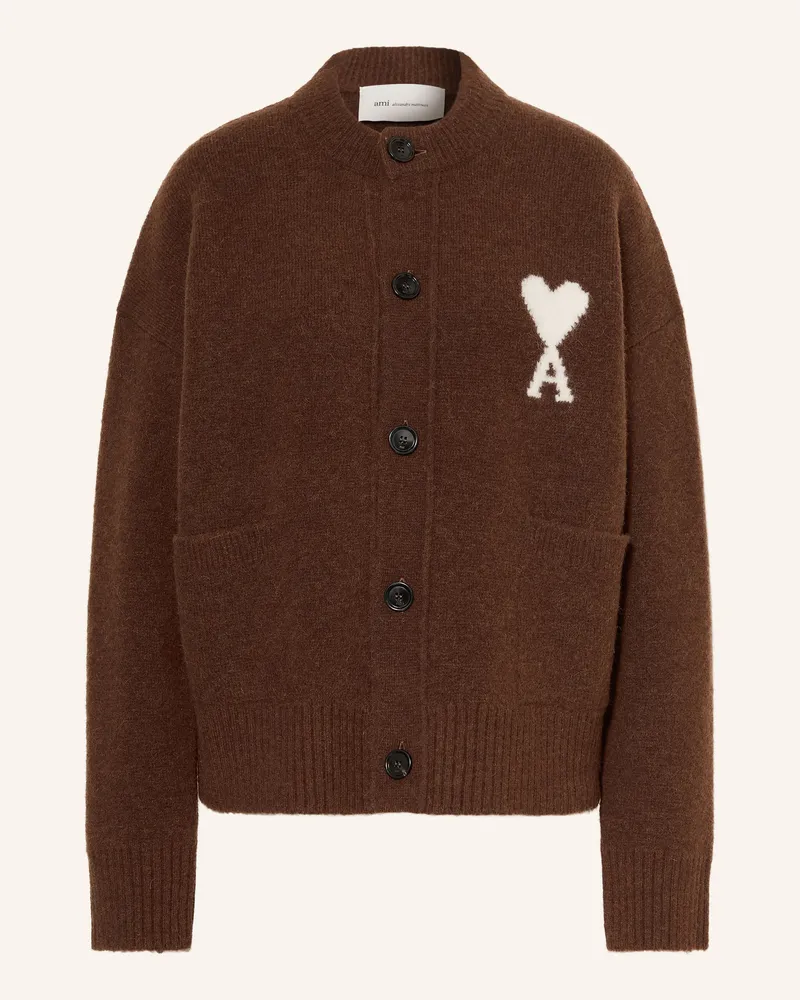 AMI Paris Strickjacke Mit Alpaka braun Dunkelbraun