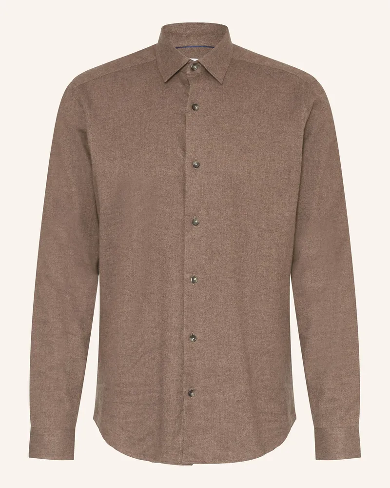 Eton Flanellhemd Regular Fit Dunkelbraun