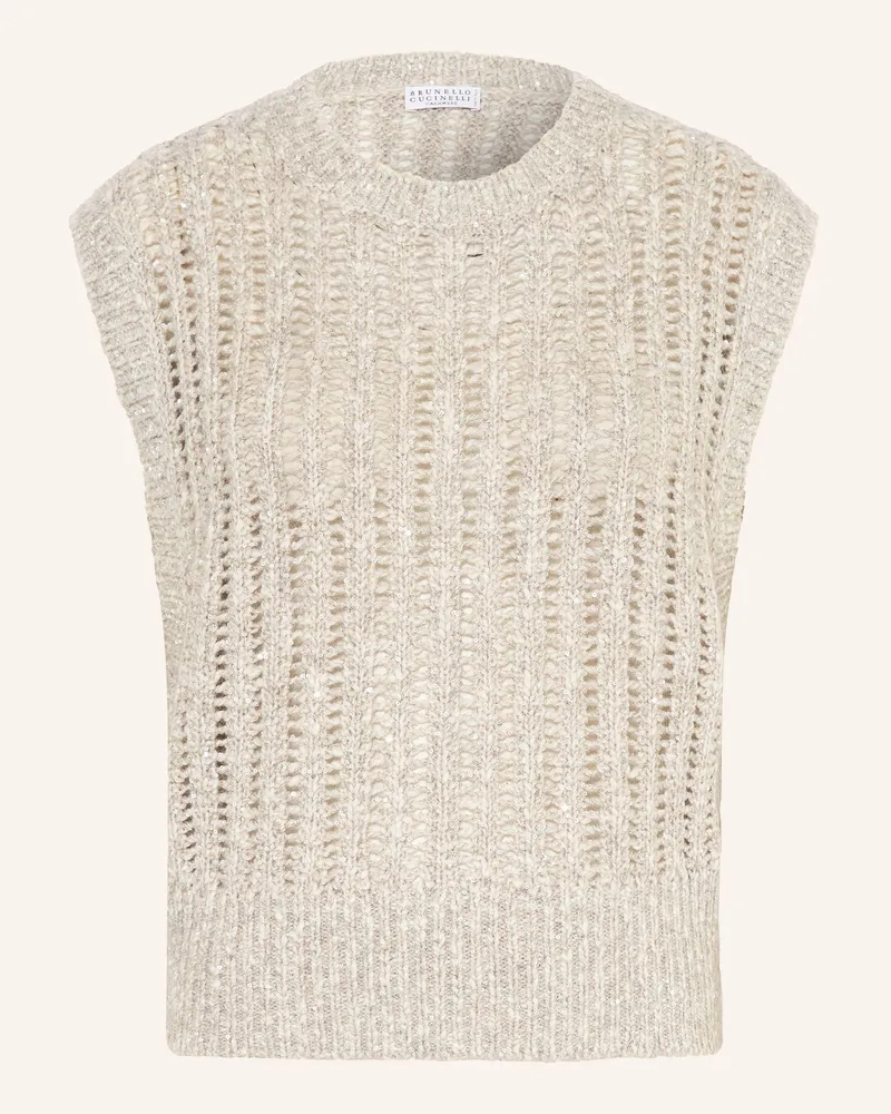 Brunello Cucinelli Pullunder mit Pailletten Hellgrau