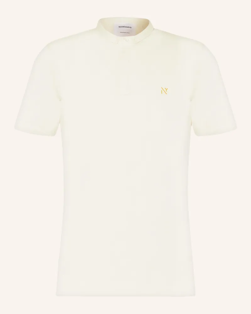 Nowadays Jersey-Poloshirt weiss Creme
