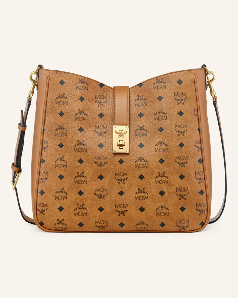 MCM Umhängetasche Tracy Visetos Large braun Cognac