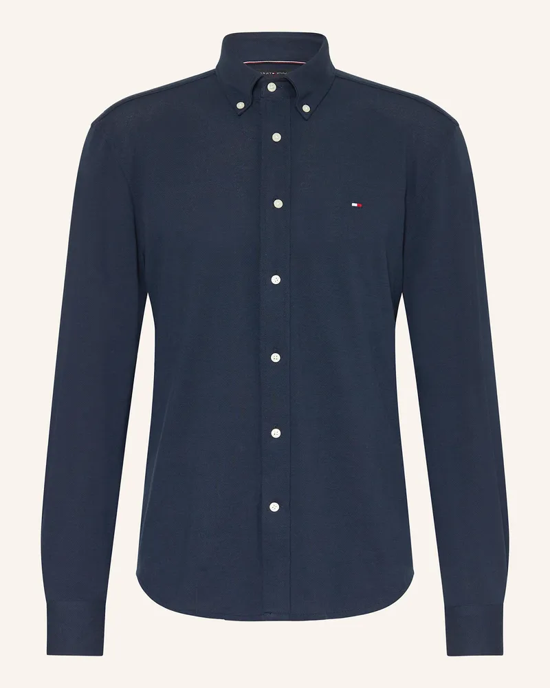 Tommy Hilfiger Piqué-Hemd Regular Fit blau Dunkelblau