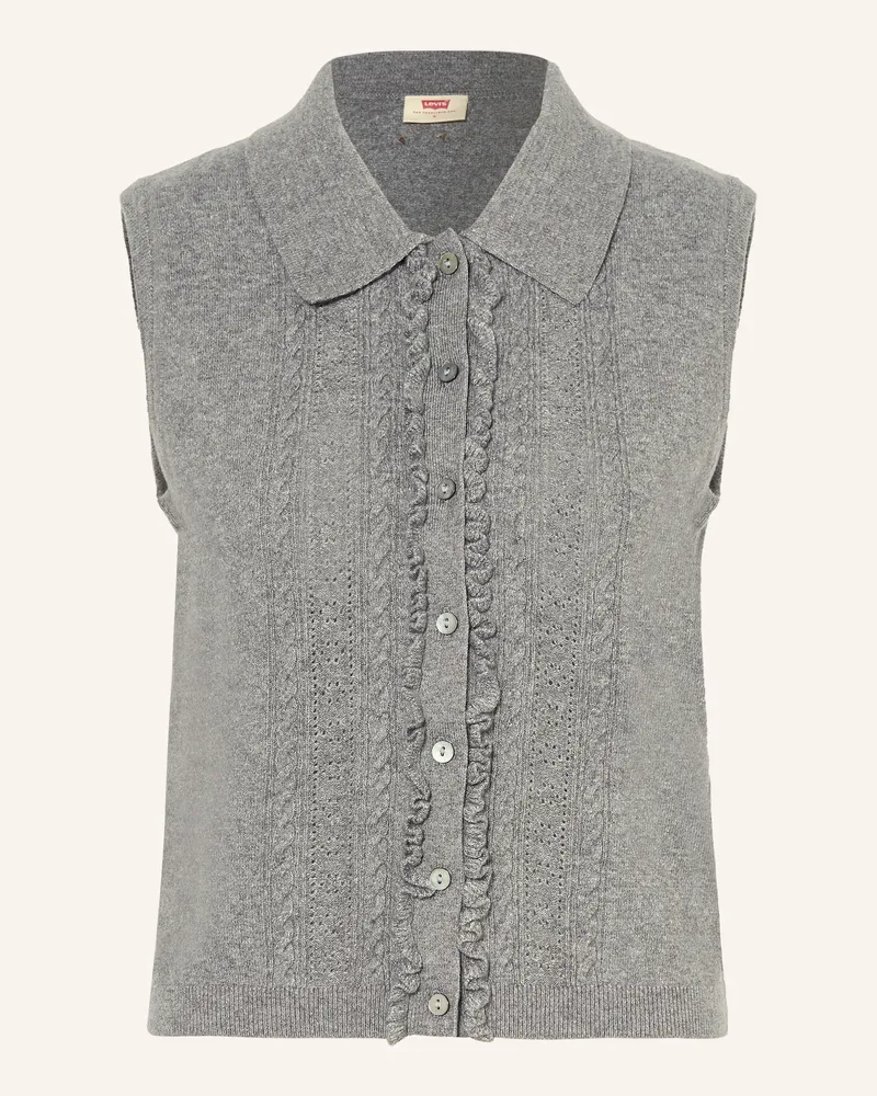 Levi's Strickweste mit Rüschen Grau