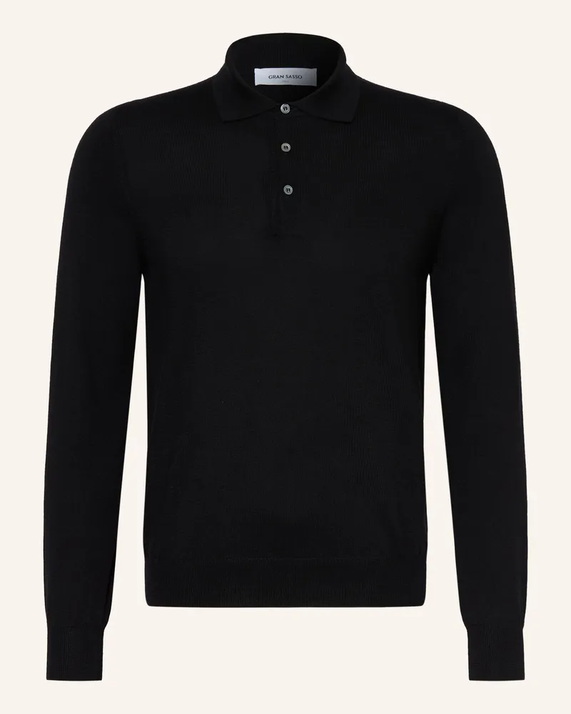 Gran Sasso Strick-Poloshirt schwarz Schwarz