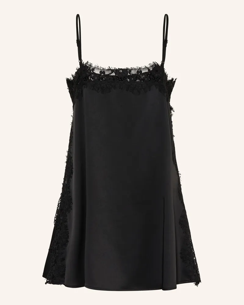 Mrs & HUGS Satintop Mit Spitze schwarz Schwarz