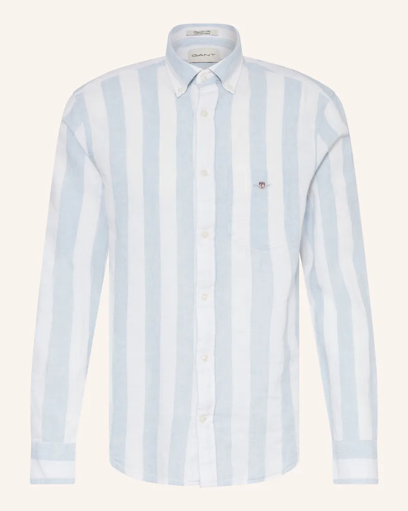 Gant Hemd Regular Fit mit Leinen Hellblau