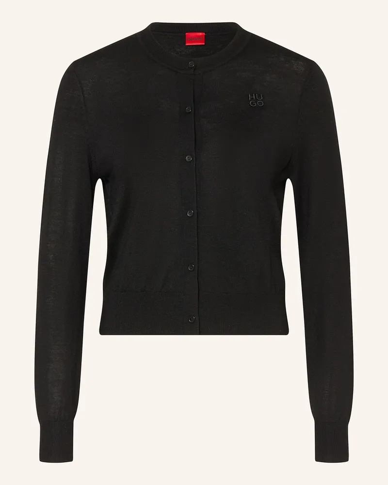 HUGO BOSS Strickjacke Sfabri schwarz Schwarz
