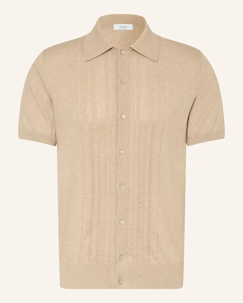 Eton Strickhemd Slim Fit Camel
