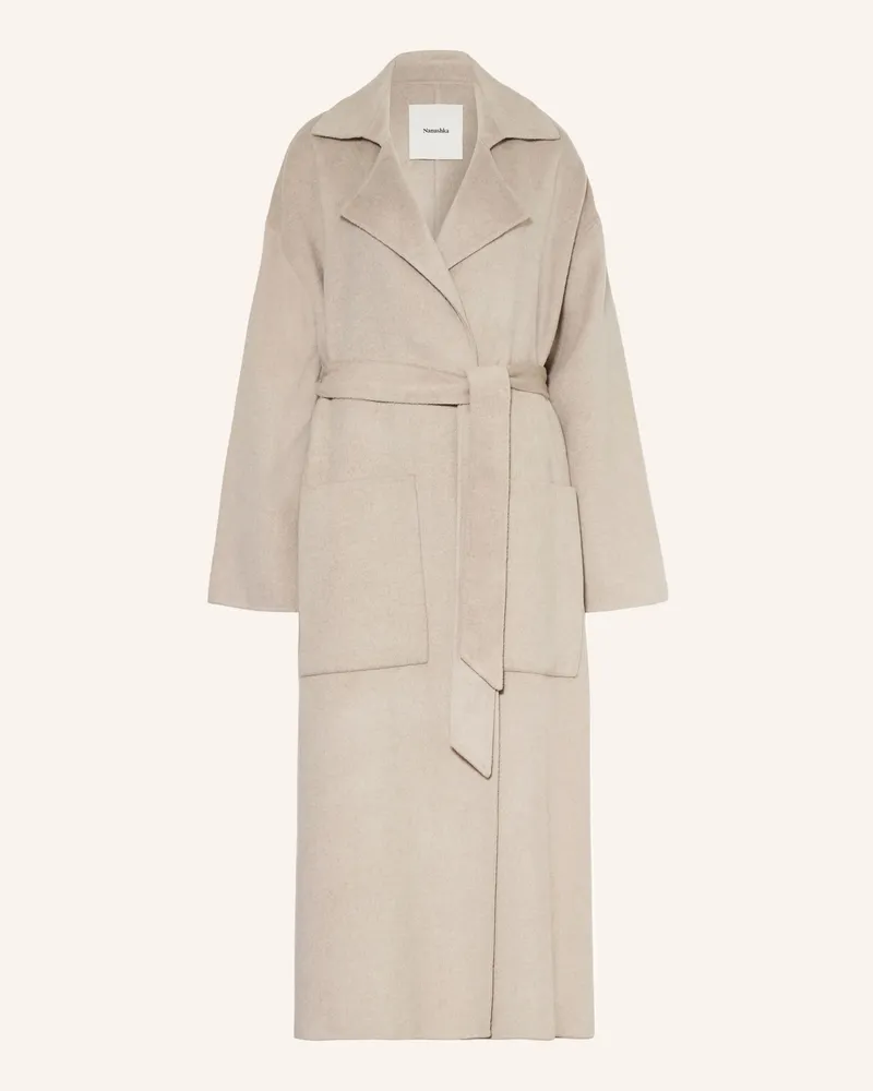 Nanushka Mantel Salima grau Creme