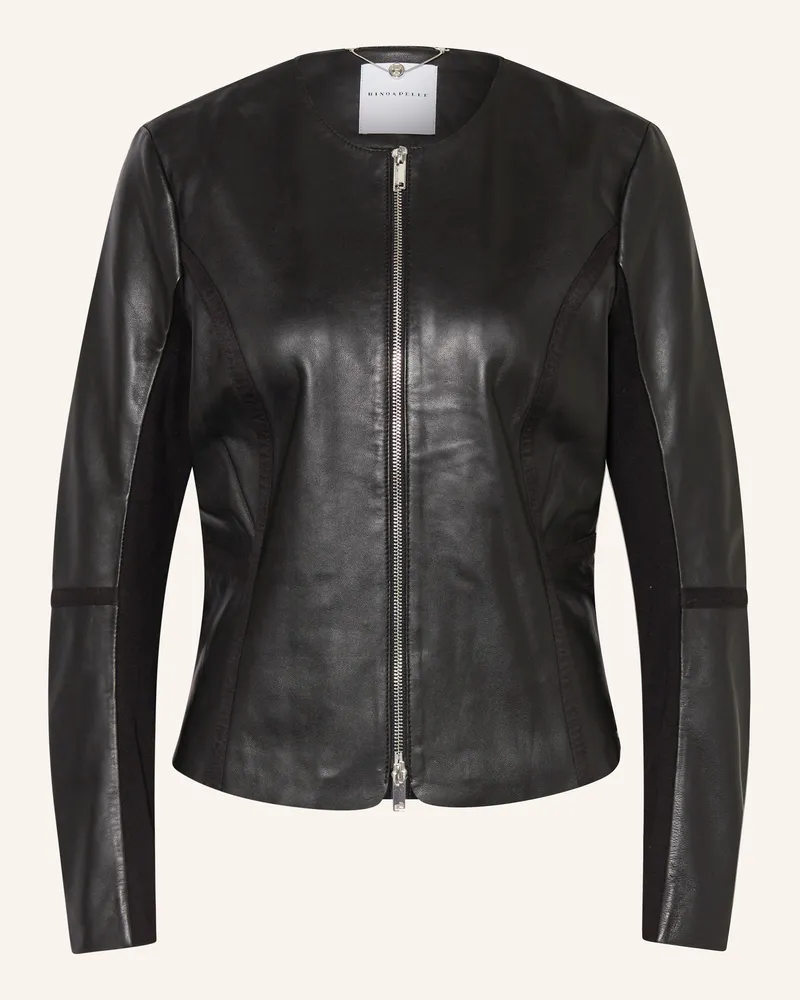 RINO & PELLE Lederjacke TORRI im Materialmix Schwarz