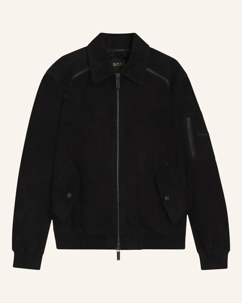 HUGO BOSS Lederjacke L-ACE_AM Regular Fit Schwarz