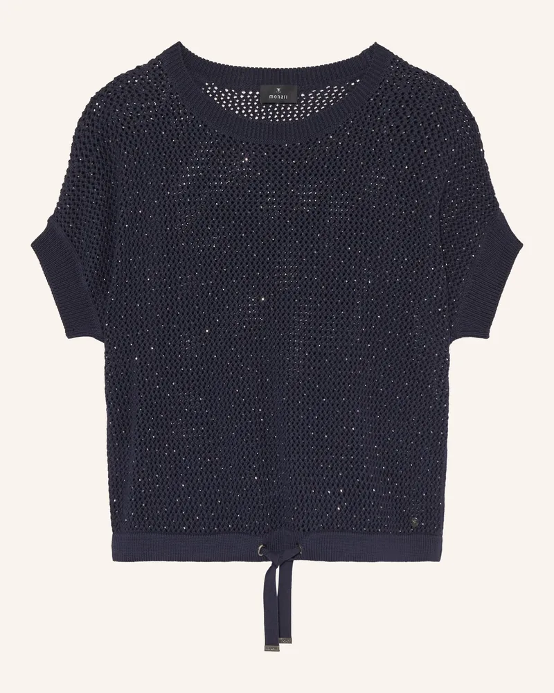 monari Strickshirt Mit Schmucksteinen blau Dunkelblau