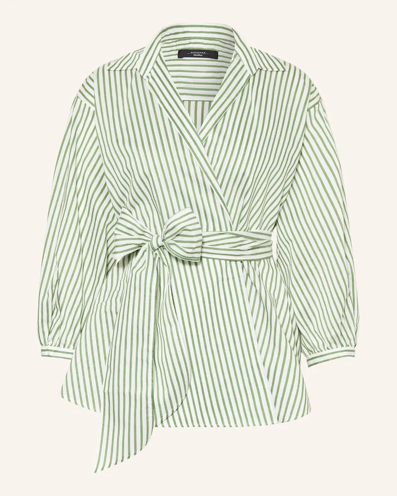 Max Mara Bluse CECI in Wickeloptik mit 3/4-Arm Hellgrün