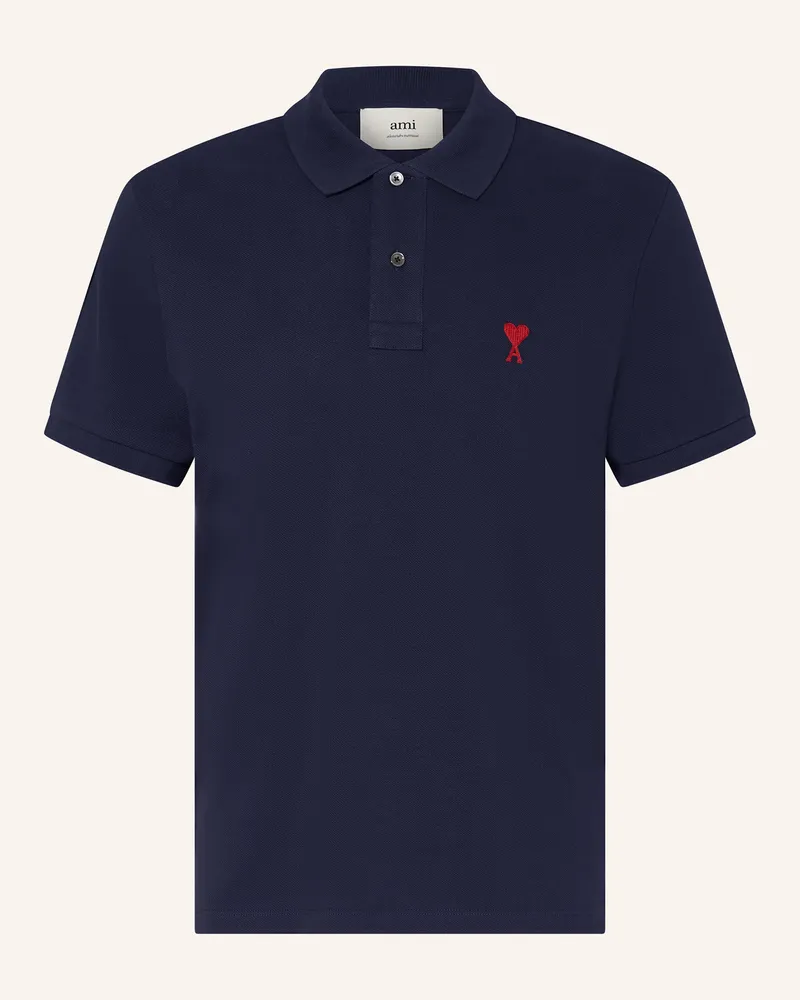AMI Paris Piqué-Poloshirt blau Dunkelblau