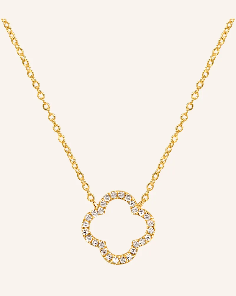 Leaf Halskette Clover Aus 18 Karat Gelbgold Mit Diamanten gold Gold