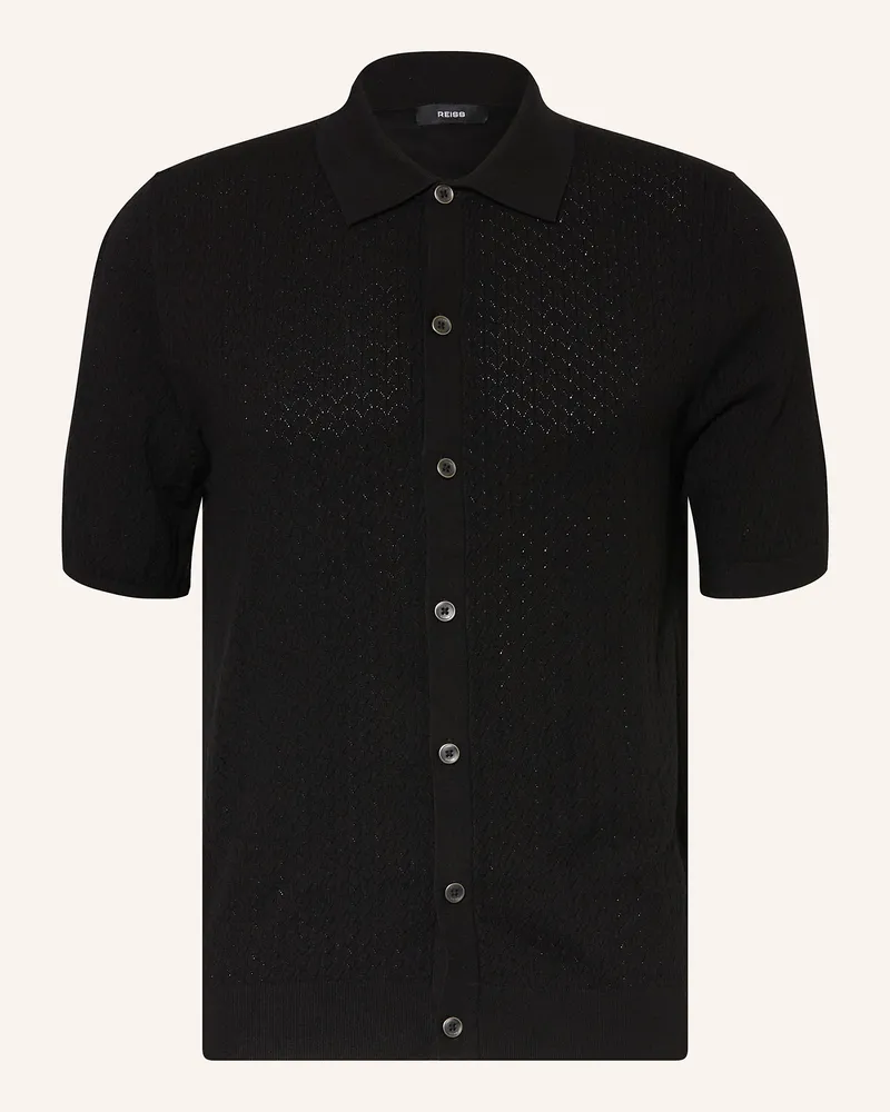 Reiss Strickhemd THAMES Regular Fit Schwarz