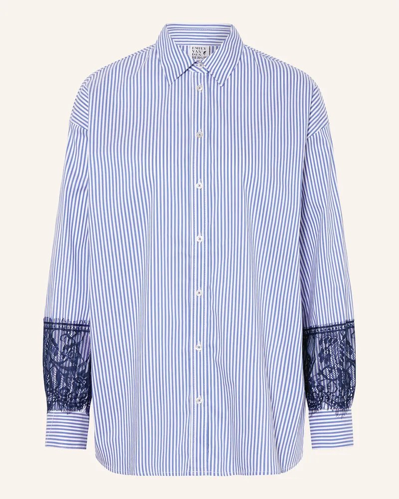 Emily van den Bergh Oversize-Hemdbluse mit Spitze Blau