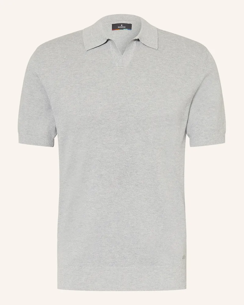 Ragman Strick-Poloshirt grau Hellgrau