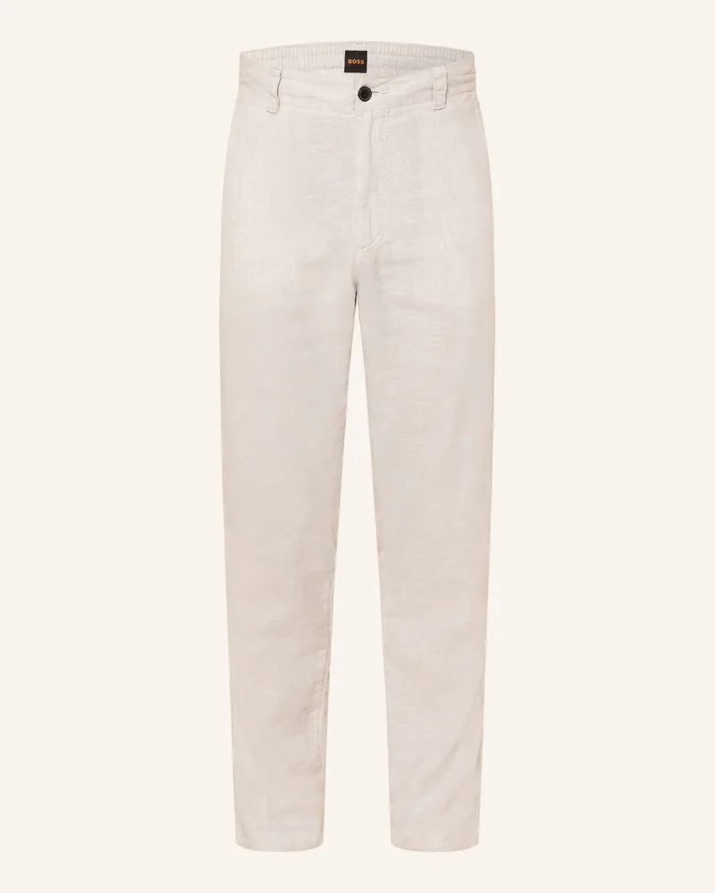 HUGO BOSS Leinenchino Sanderson Regular Fit beige Hellgrau