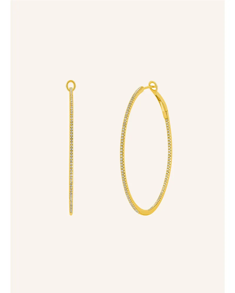 Leaf Creolen CIRCLE L aus 18 Karat Gelbgold mit Diamanten Gold
