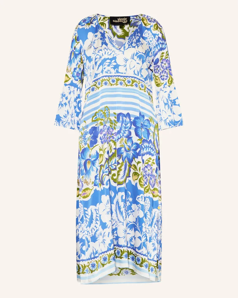 Yippie Hippie Satinkleid Mit 3/4-Arm blau Hellblau