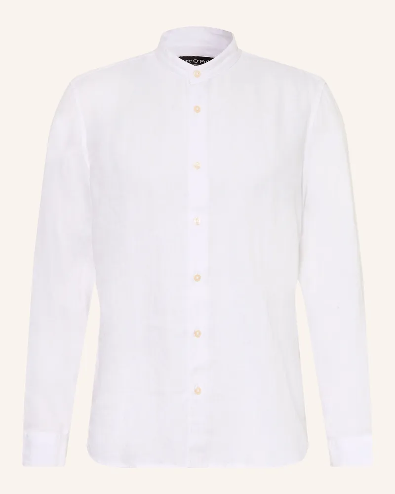 Marc O'Polo Leinenhemd Regular Fit Mit Stehkragen weiss Weiss