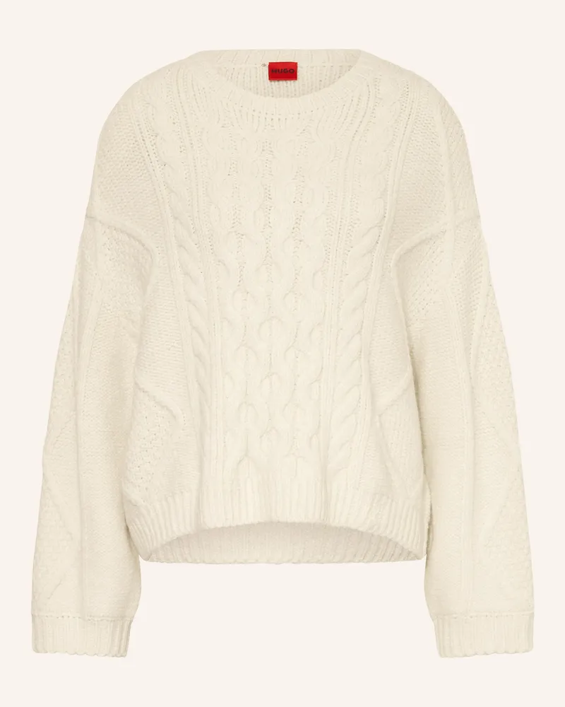 HUGO BOSS Pullover Saicos weiss Ecru