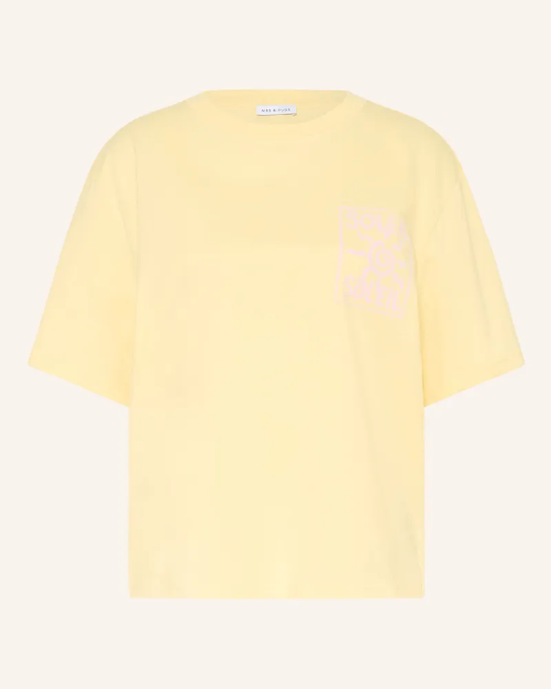 Mrs & HUGS T-Shirt gelb Hellgelb