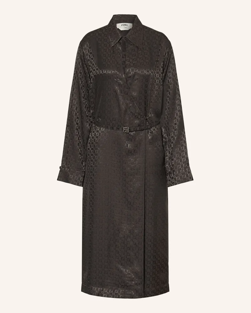 Fendi Wickelkleid Aus Seide braun Dunkelbraun