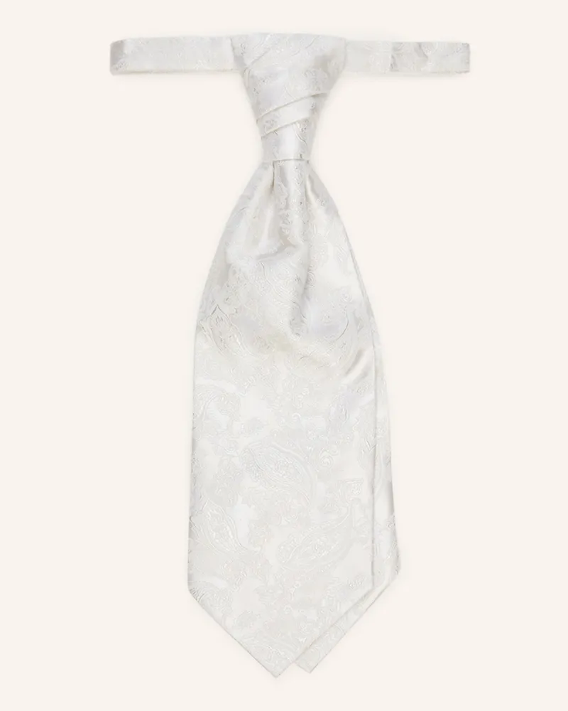 Wilvorst Set: Krawatte und Einstecktuch Creme