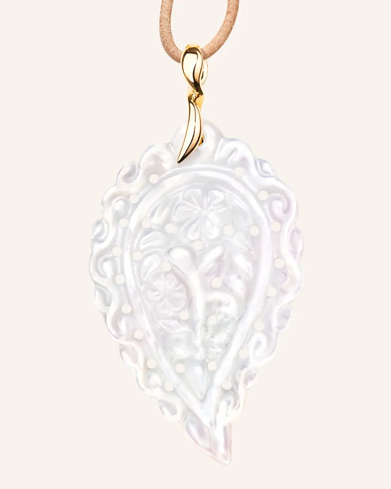 TAMARA COMOLLI Anhänger PENDANT INDIA LARGE MOTHER OF PEARL WHITE aus 18 Karat Gelbgold und Perlmutt Gold