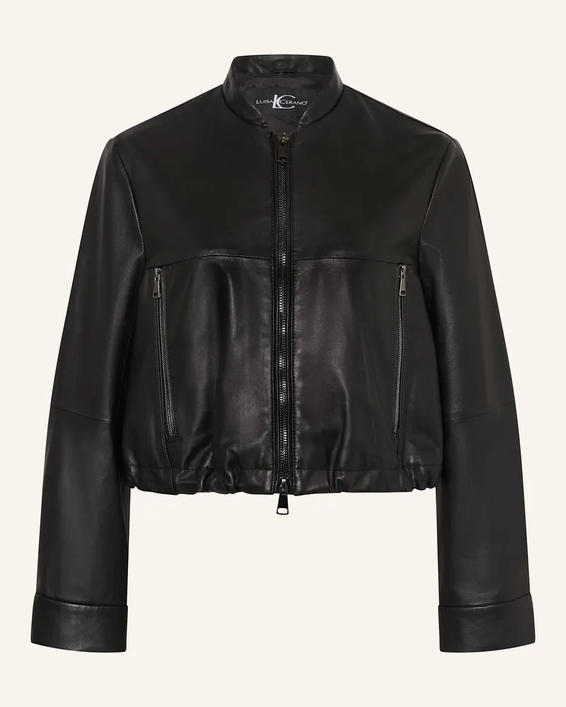 Luisa Cerano Lederjacke Schwarz