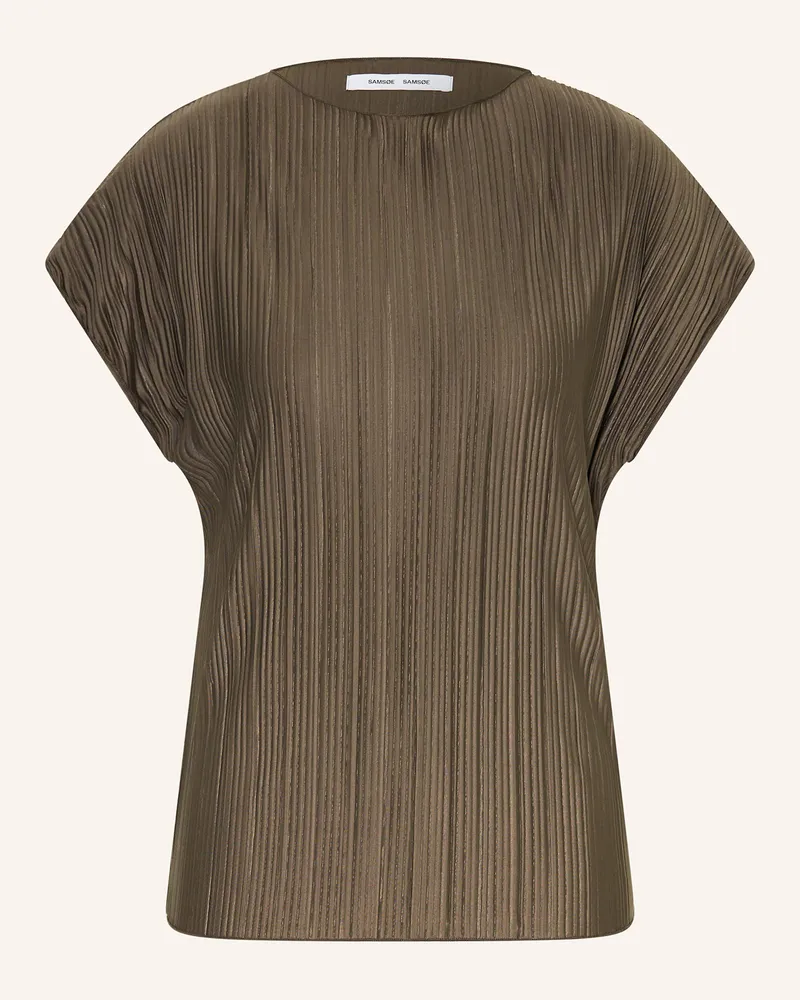 Samsøe & Samsøe Blusentop Sauma Mit Plissees braun Khaki