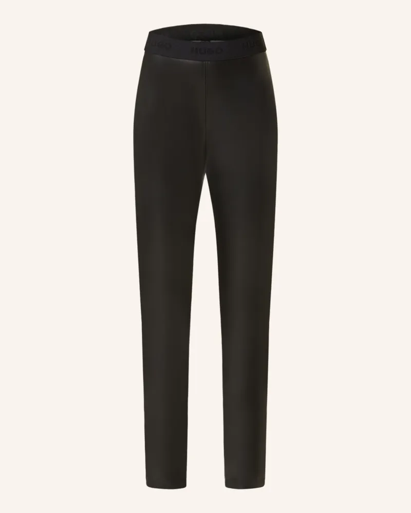 HUGO BOSS Leggings HONATI in Lederoptik Schwarz
