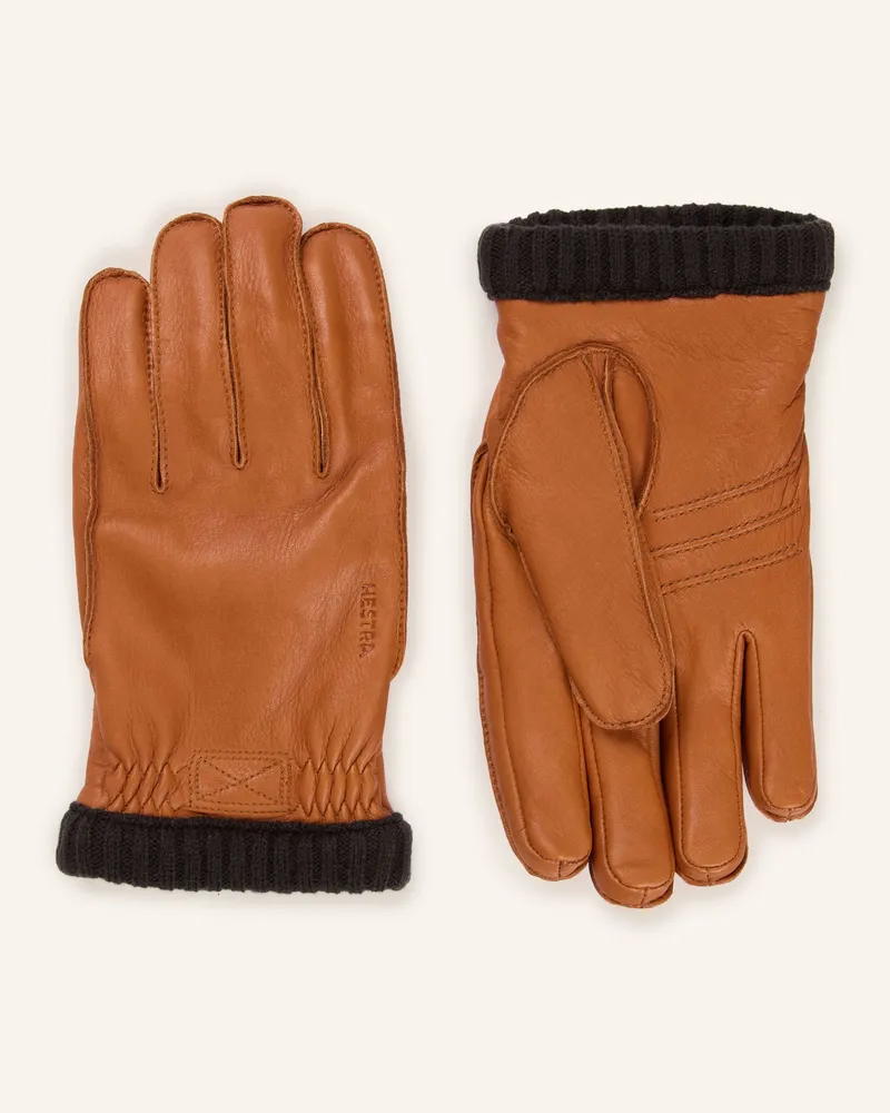 Hestra Lederhandschuhe braun Cognac