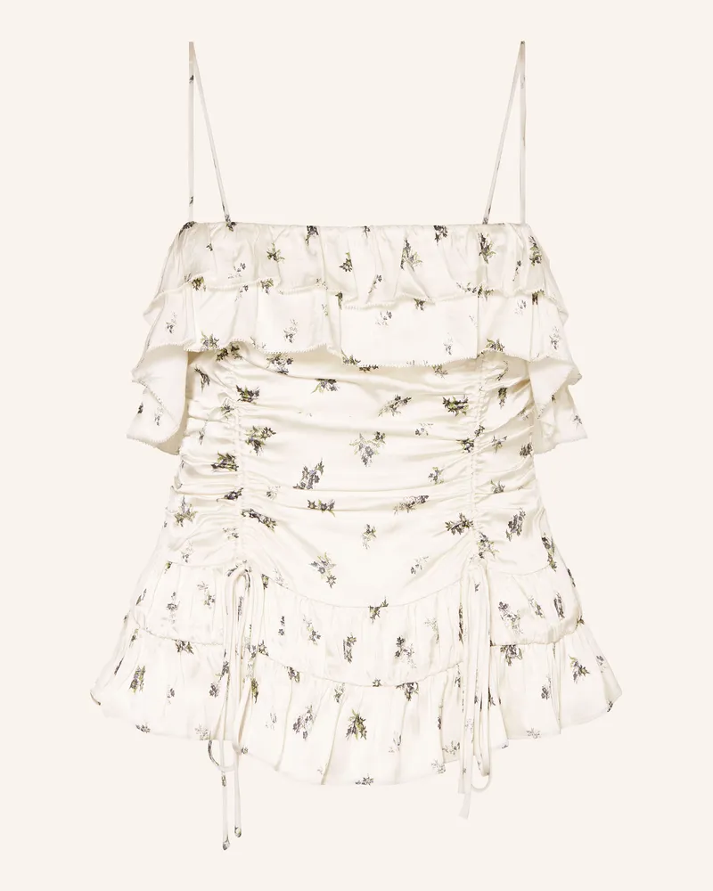 Ganni Satintop Mit Rüschen weiss 135