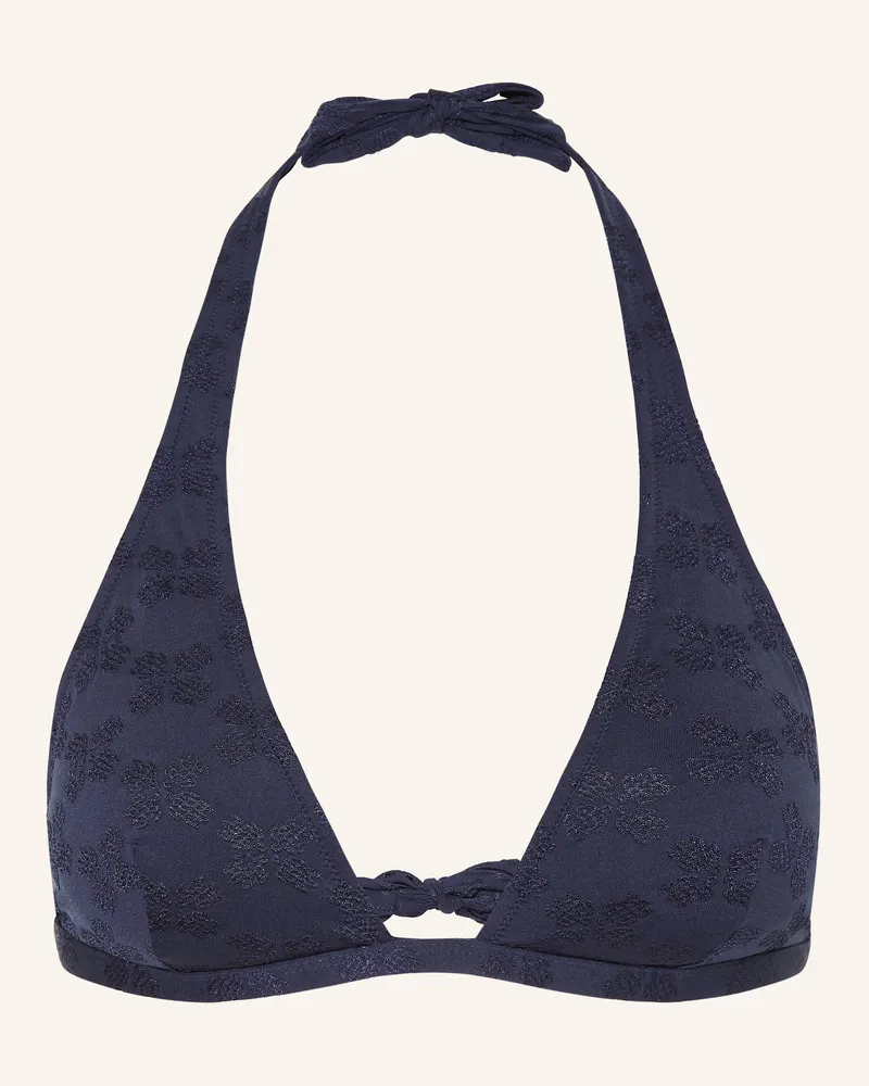 Vilebrequin Neckholder-Bikini-Top Jacquard Turtle Monogram Fleche blau Dunkelblau