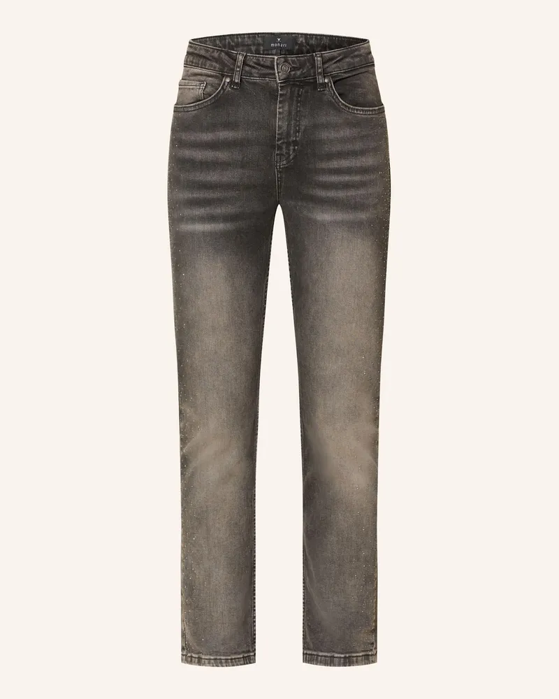 monari Straight Leg Jeans Mit Schmucksteinen grau 885