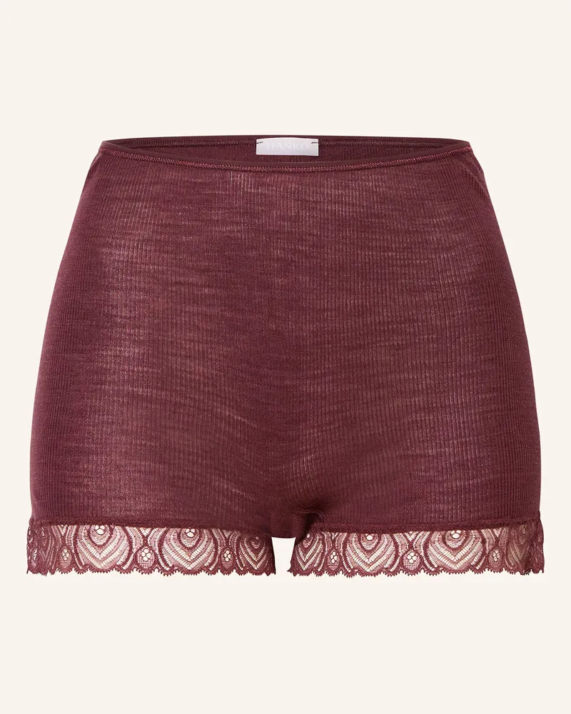 Hanro Panty WOOLEN LACE aus Merinowolle mit Spitze Braun