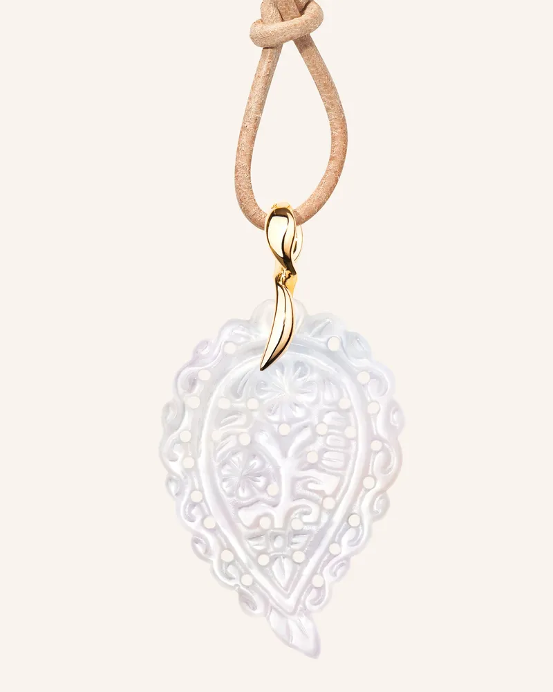 TAMARA COMOLLI Anhänger PENDANT INDIA MEDIUM MOTHER OF PEARL WHITE aus 18 Karat Gelbgold und Perlmutt Gold