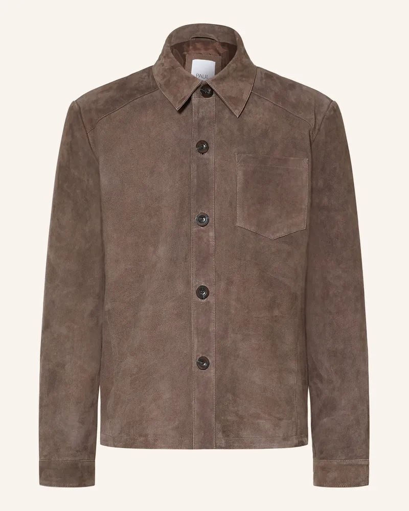 paul Overshirt Regular Fit Aus Leder braun Taupe