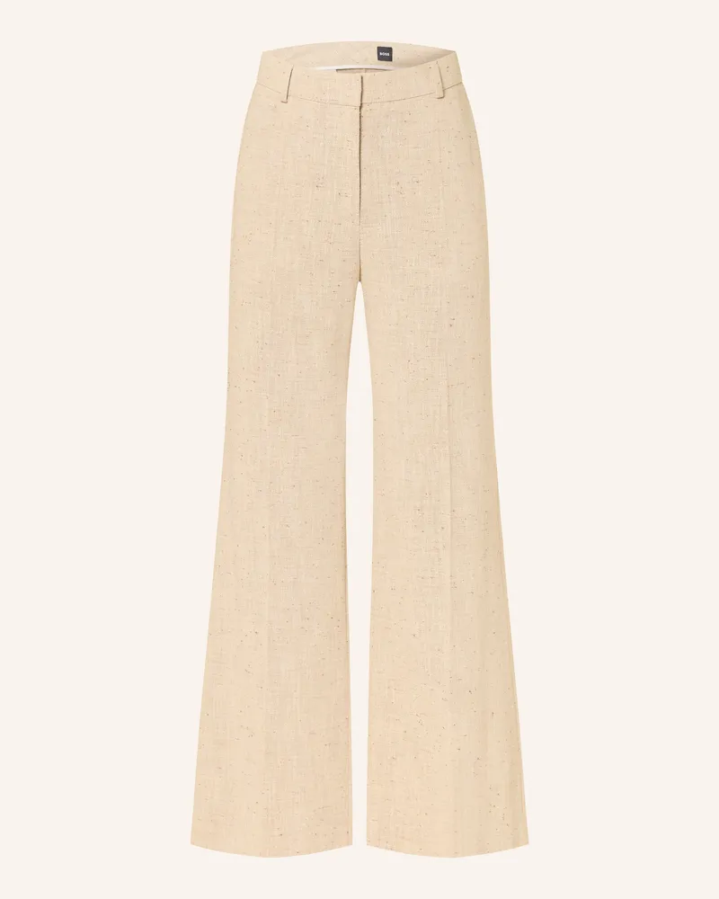 HUGO BOSS Marlenehose Talia Aus Bouclé beige Creme