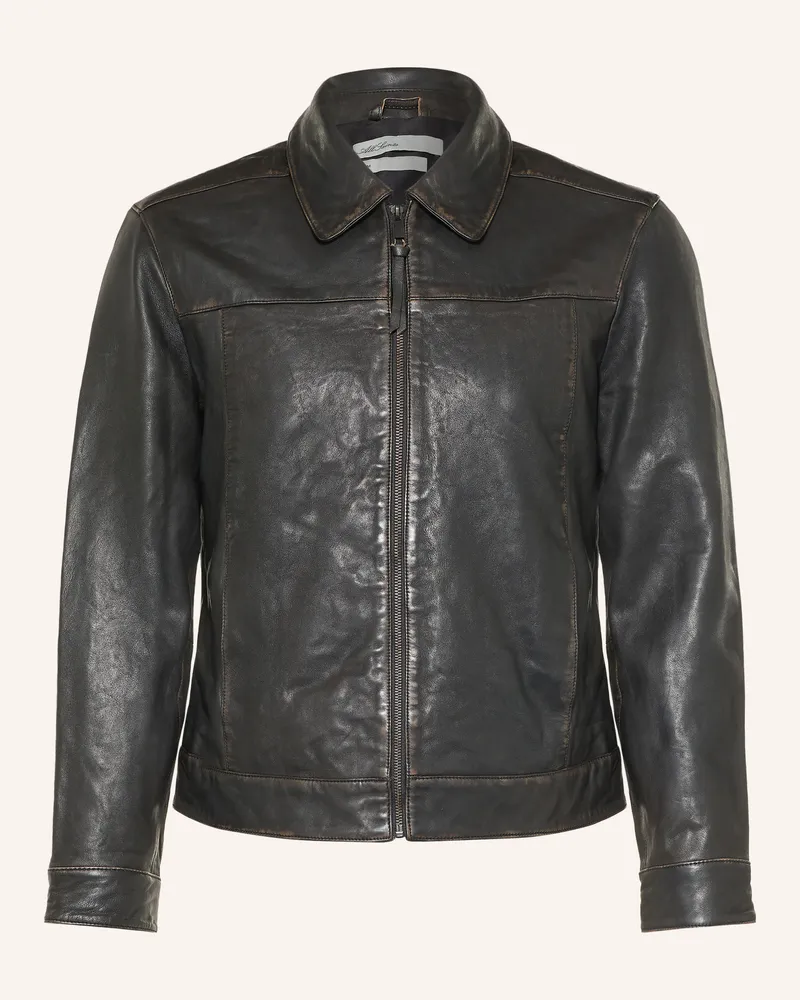 AllSaints Lederjacke Oakland schwarz Dunkelbraun