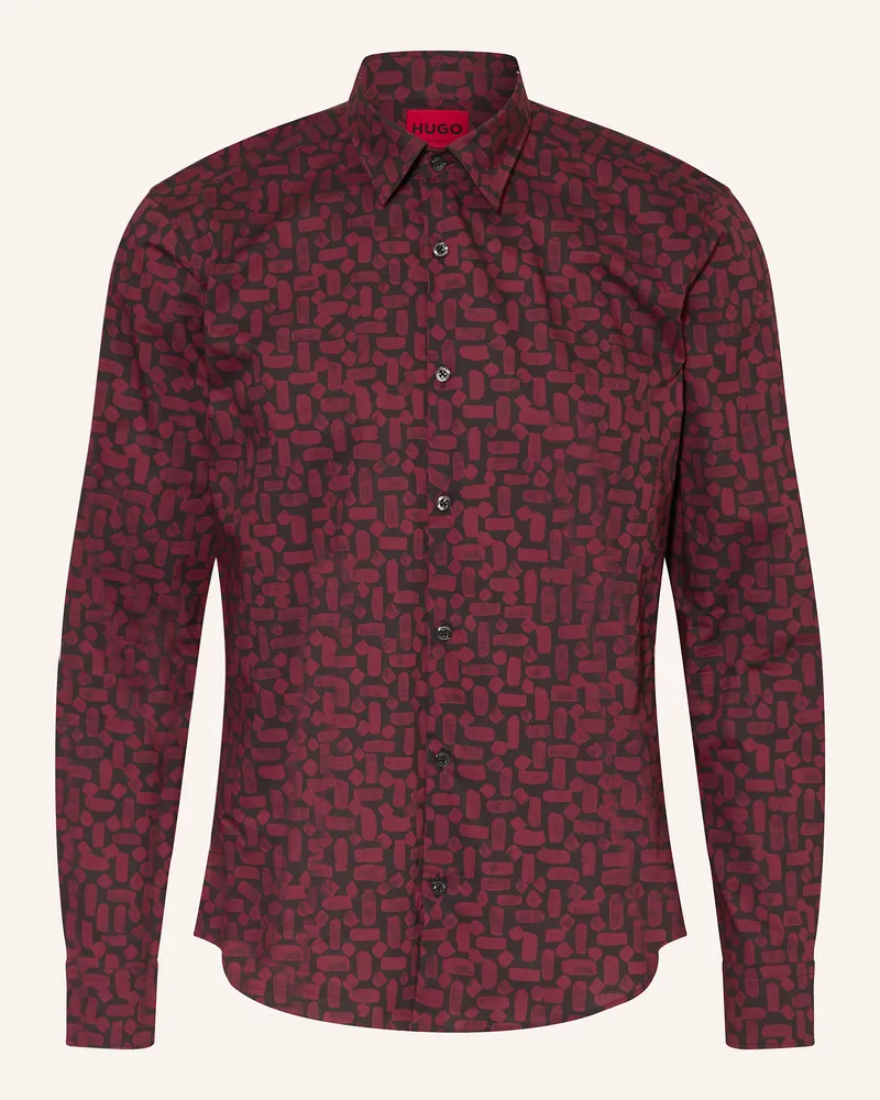 HUGO BOSS Hemd Erno Casual Slim Fit rot Dunkelrot