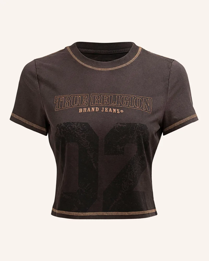 True Religion T-Shirt Cropped Schwarz