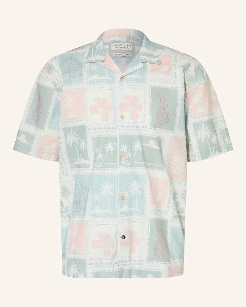 colours & sons Resorthemd Postcards Regular Fit gruen Hellgrün